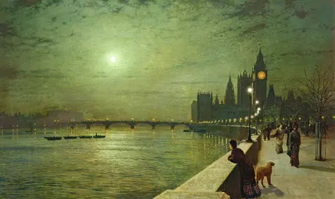 Reflections on the Thames, Westminster by Atkinson Grimshaw