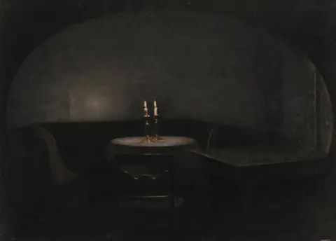 Interior. Artificial Light by Vilhelm Hammershøi