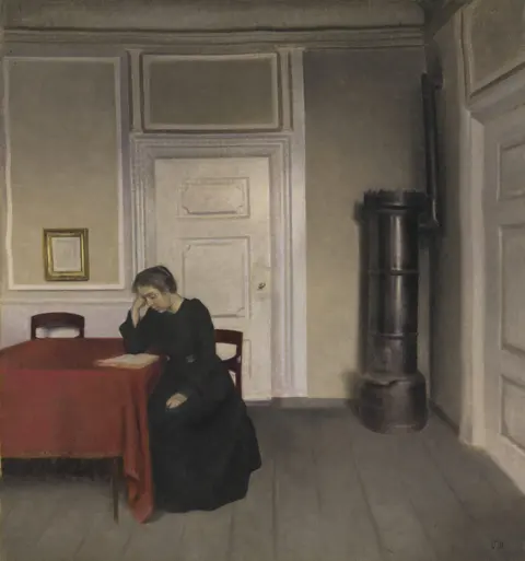 Interior in Strandgade with the Artist's Wife by Vilhelm Hammershøi
