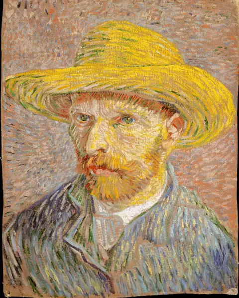 Self-Portrait with a Straw Hat by Vincent van Gogh